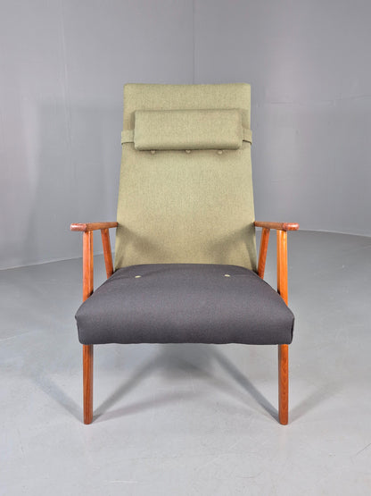 Vintage Mid Century Danish Lounge Chair Teak Frame High Back 1960s Retro EB12125