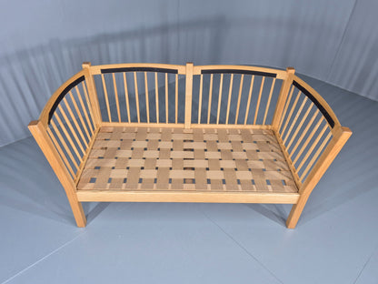 Vintage Swedish 2 Seater Sofa Brdr Andersen Beech Frame Blue 1980s Retro EB12369