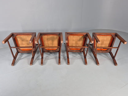 4 Hepplewhite Revival Dining Chairs 1900s Oak New Seat Pads Antique EB11932