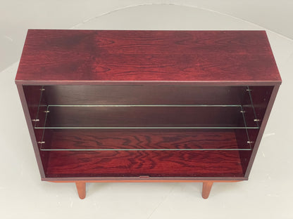 Vintage Dark Oak Bookcase Adjustable Glass Shelving By Beaver & Tapley EB112894