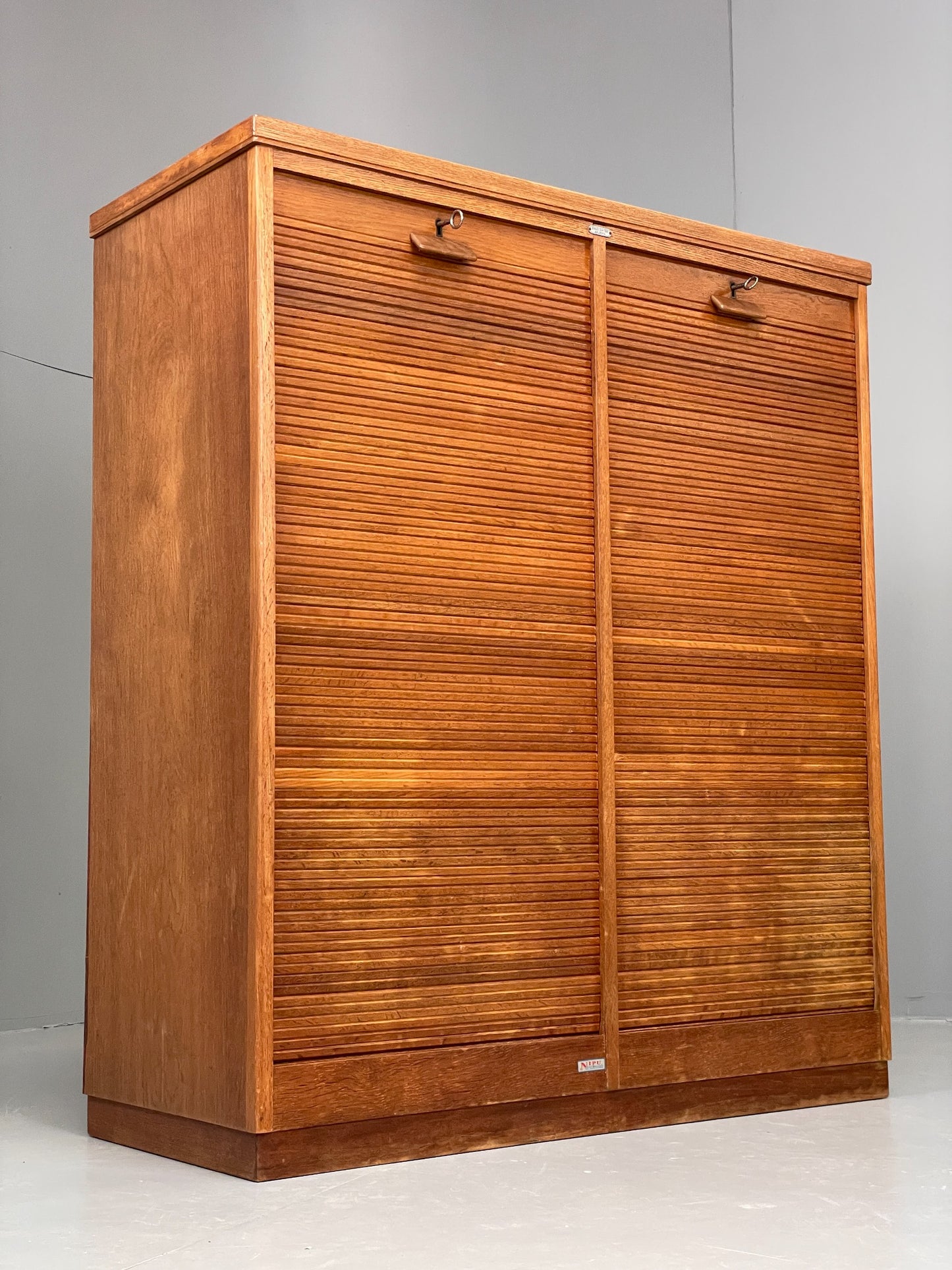 Vintage Tambour Fronted Cabinet 1950s Danish By NIPU Drawers Art Storage EB12330