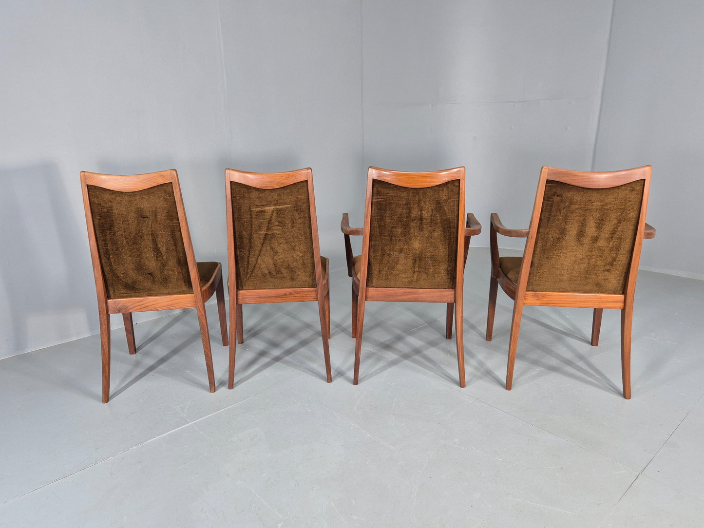 4 Vintage G Plan Dining Chairs Teak Frame Brown Dralon 70s Retro Fresco EB12185
