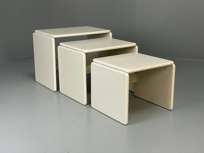 Vintage Nesting Tables White Retro Italian Side Tables 3 Curved EB12617