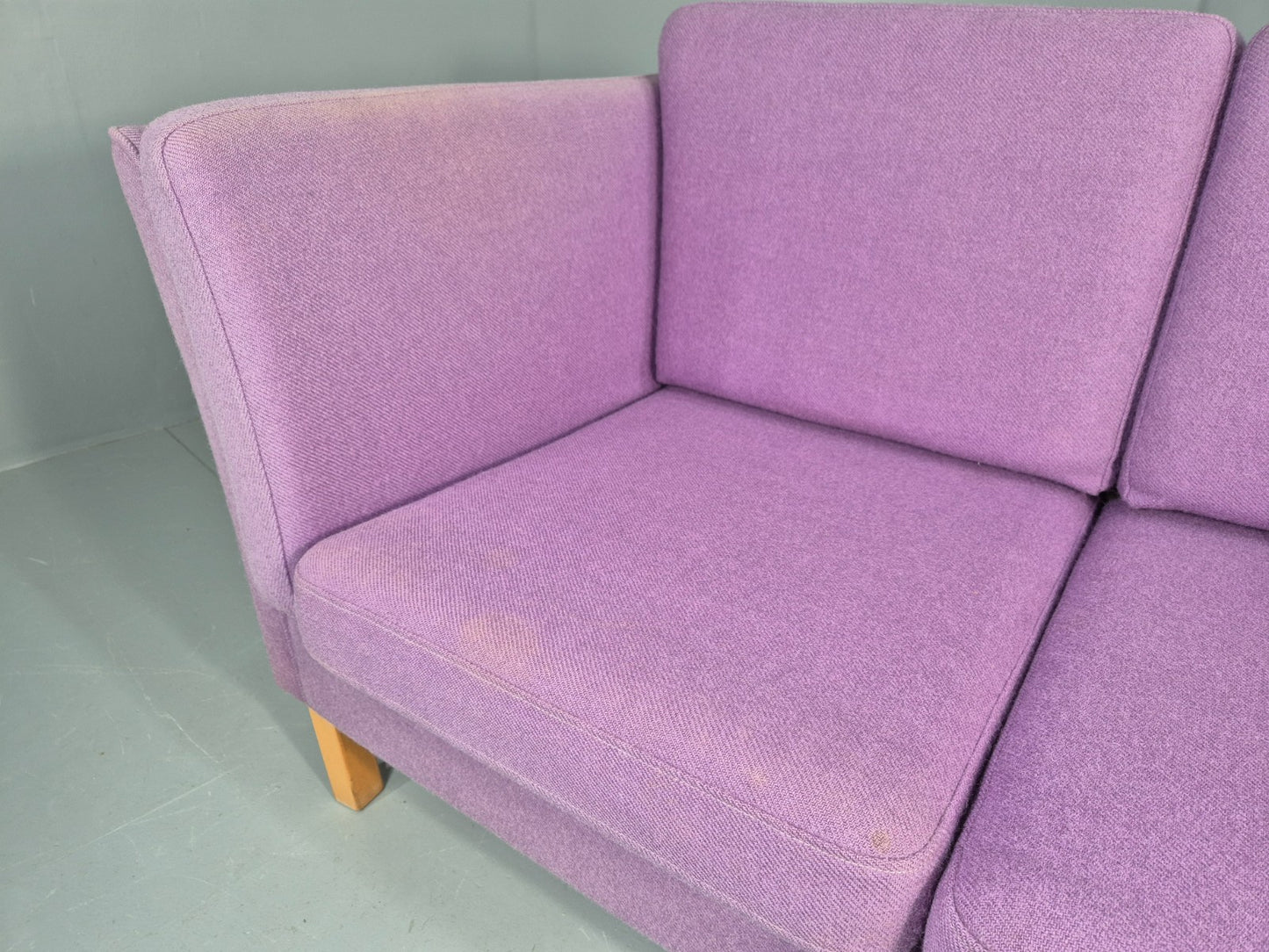 Vintage 2 seater Sofa Mids Century Danish in Purple Wool 1970s Retro EB12144