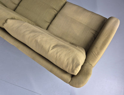 Vintage Mid Century 4 Seat Sofa Green Cotton Upholstery 1960s Retro EB11374