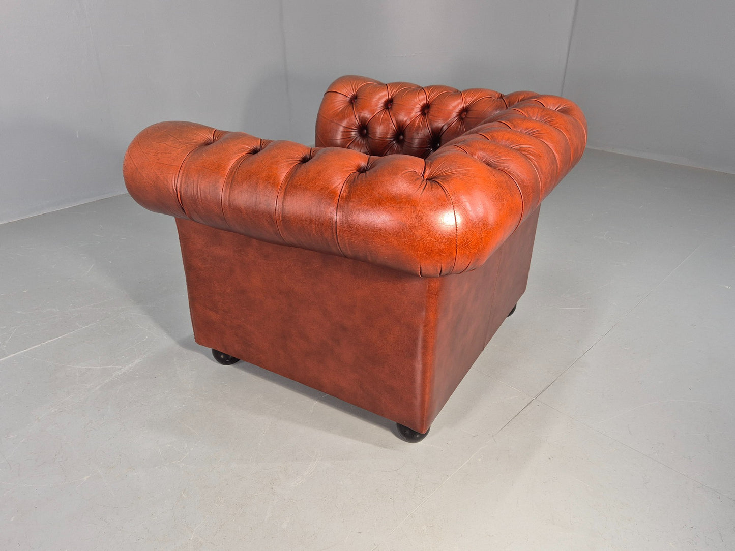 Vintage Chesterfield Club Chair Red Leather 1970s Retro EB12252
