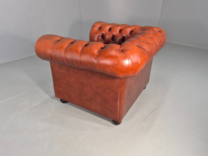 Vintage Chesterfield Club Chair Red Leather 1970s Retro EB12252
