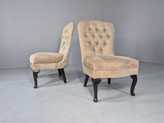 2 Vintage Cocktail Chairs Cabriole Leg light Green Retro EB13133