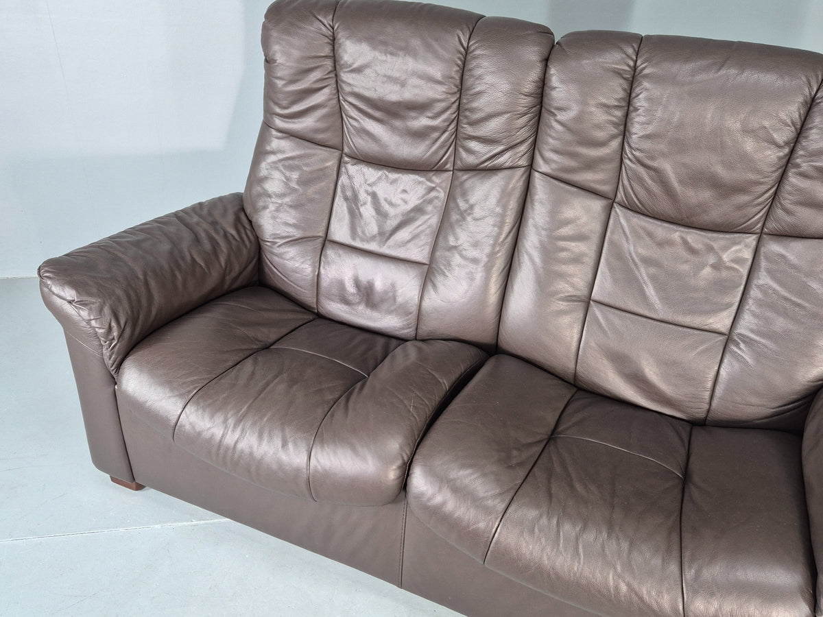 Vintage Stressless 2 Seat Sofa Brown Leather Buckingham Range 1990s  Eb13055