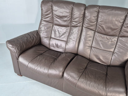 Vintage Stressless 2 Seat Sofa Brown Leather Buckingham Range 1990s  Eb13055