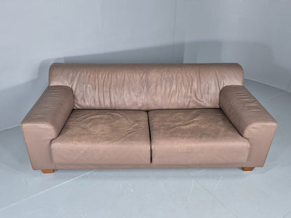 Vintage 2.5 Seater Sofa Taupe Leather Modern Design De Sede Style EB12477