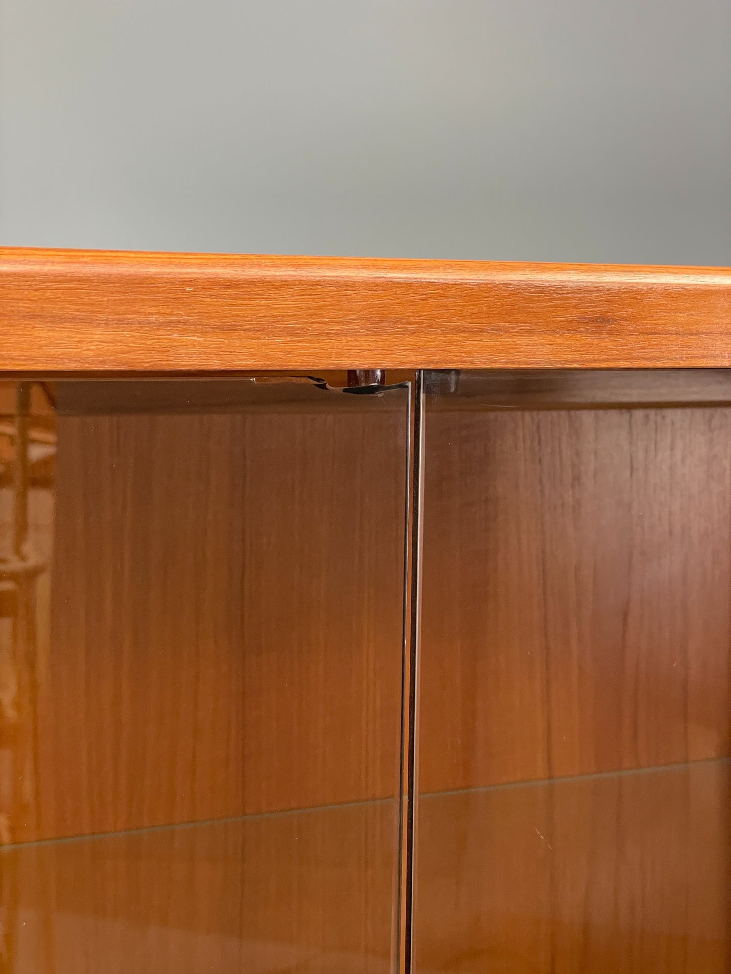 Vintage 1960s Shelving Unit Glazed Solid Teak Turnidge Of London EB12207