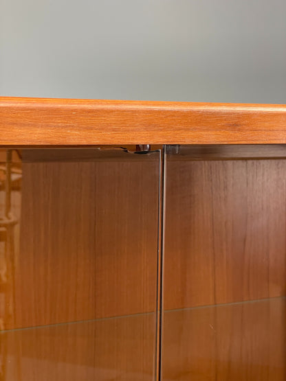 Vintage 1960s Shelving Unit Glazed Solid Teak Turnidge Of London EB12207