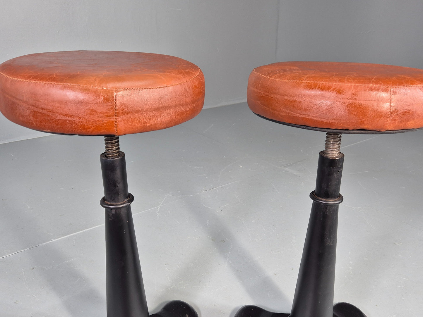 2 Vintage Singer Stools with faux Leather Upholstery Reproductions EB12306