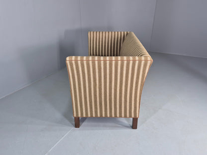Vintage Danish Art Deco Style 2 Seater Sofa Green and Cream Wool Stripe EB12695