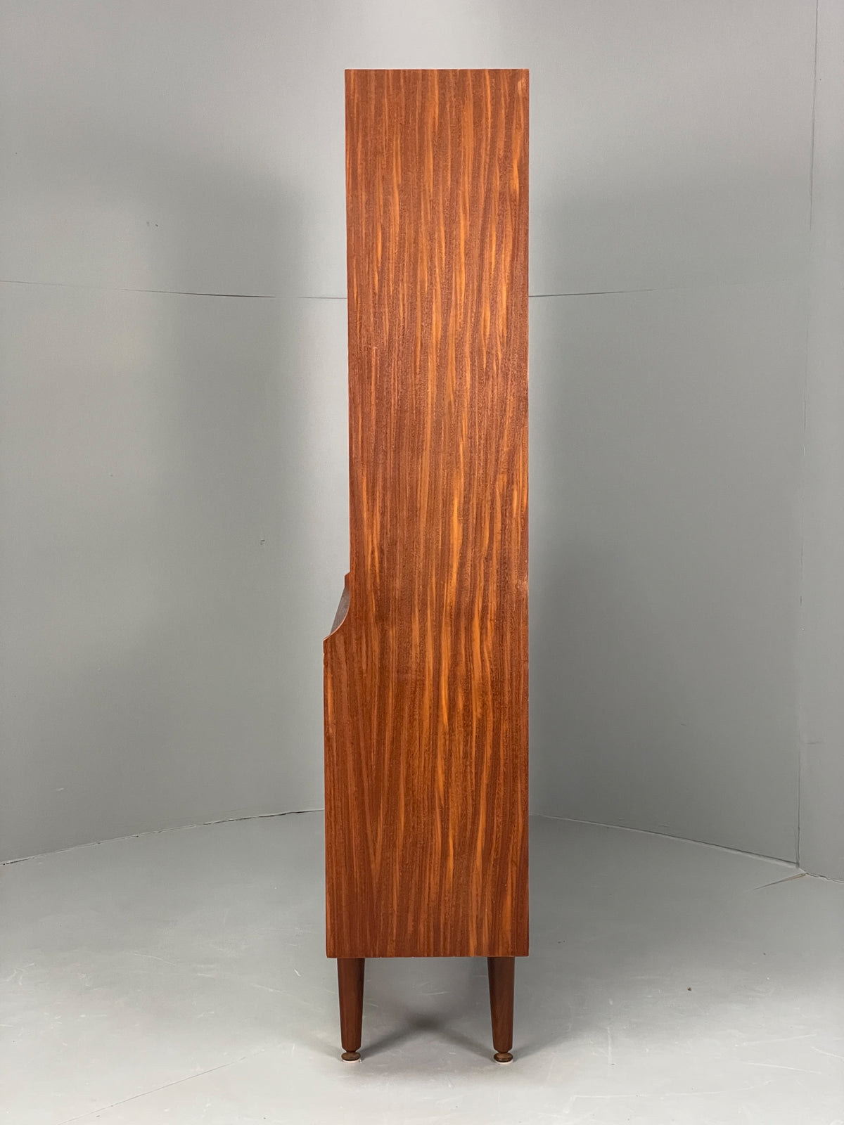 Vintage 1960s Teak Bookcase Mid Century Retro Glazed Mirrored Shelving EB13113