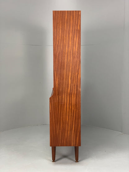 Vintage 1960s Teak Bookcase Mid Century Retro Glazed Mirrored Shelving EB13113