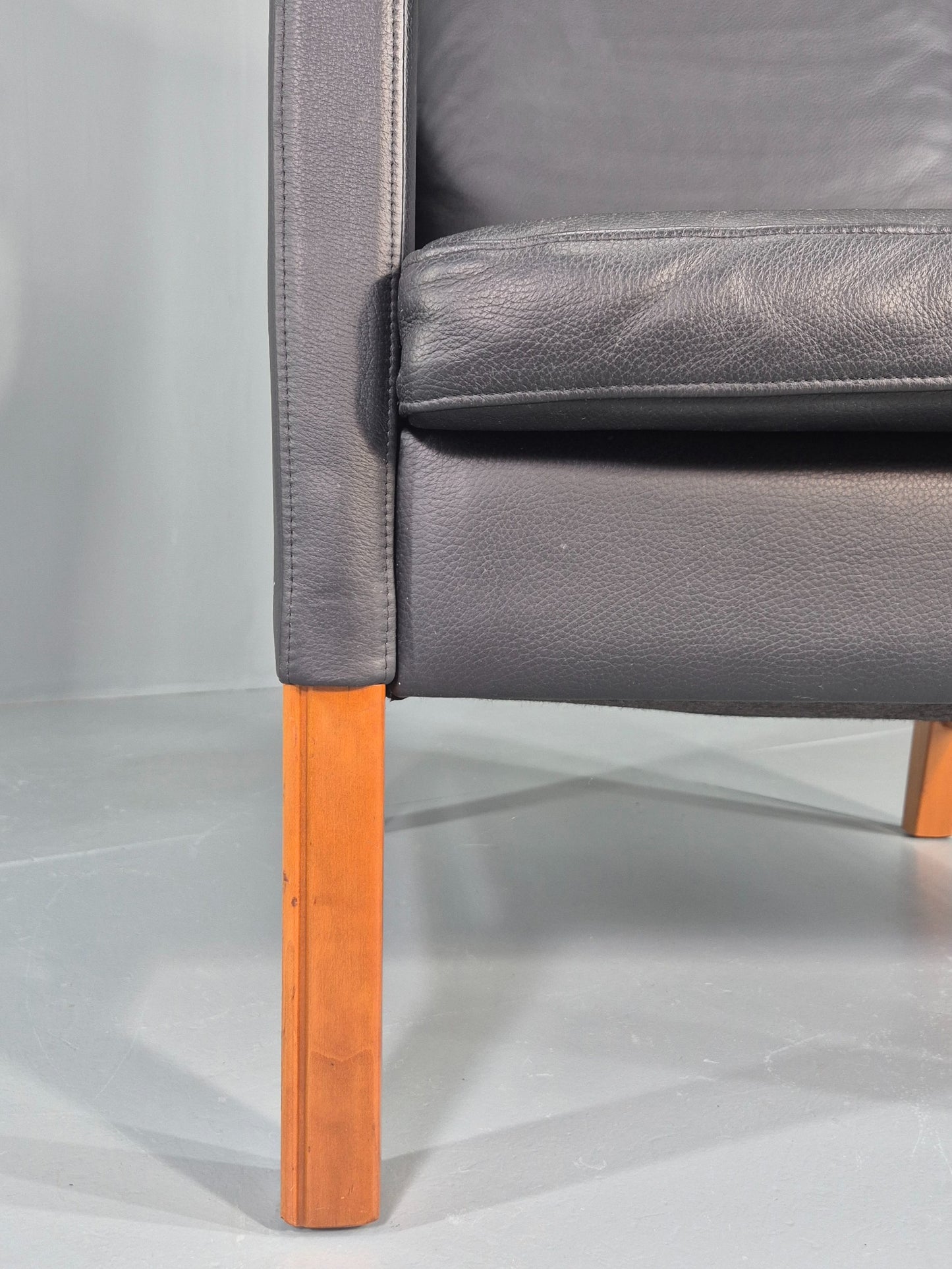Vintage Skippers Wing Back Lounge Chair 1970s Retro Danish Black Leather EB12361