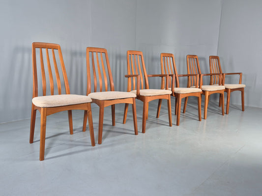 6 Vintage Teak Dining Chairs High Backed Scandinavian Design Retro MCM EB13058