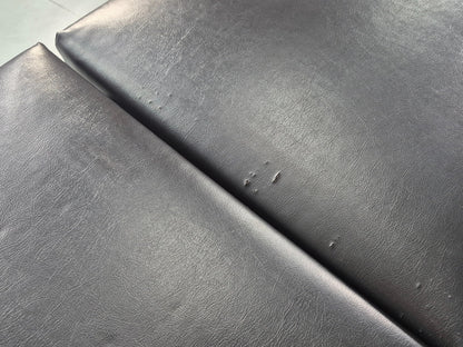 Vintage Three Seat Sofa 1960s Swedish Black Vinyl Upholstery Retro EB11126