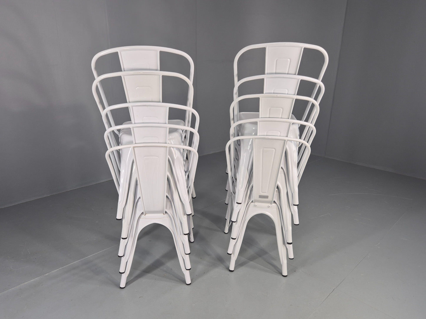 10 Off White Tolix Stlye Stacking Chair VG Condition Vintage Industrial EB12580