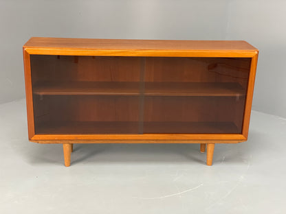 Vintage Teak Glazed Bookcase 1970s Shelving Mid Century Retro EB13151