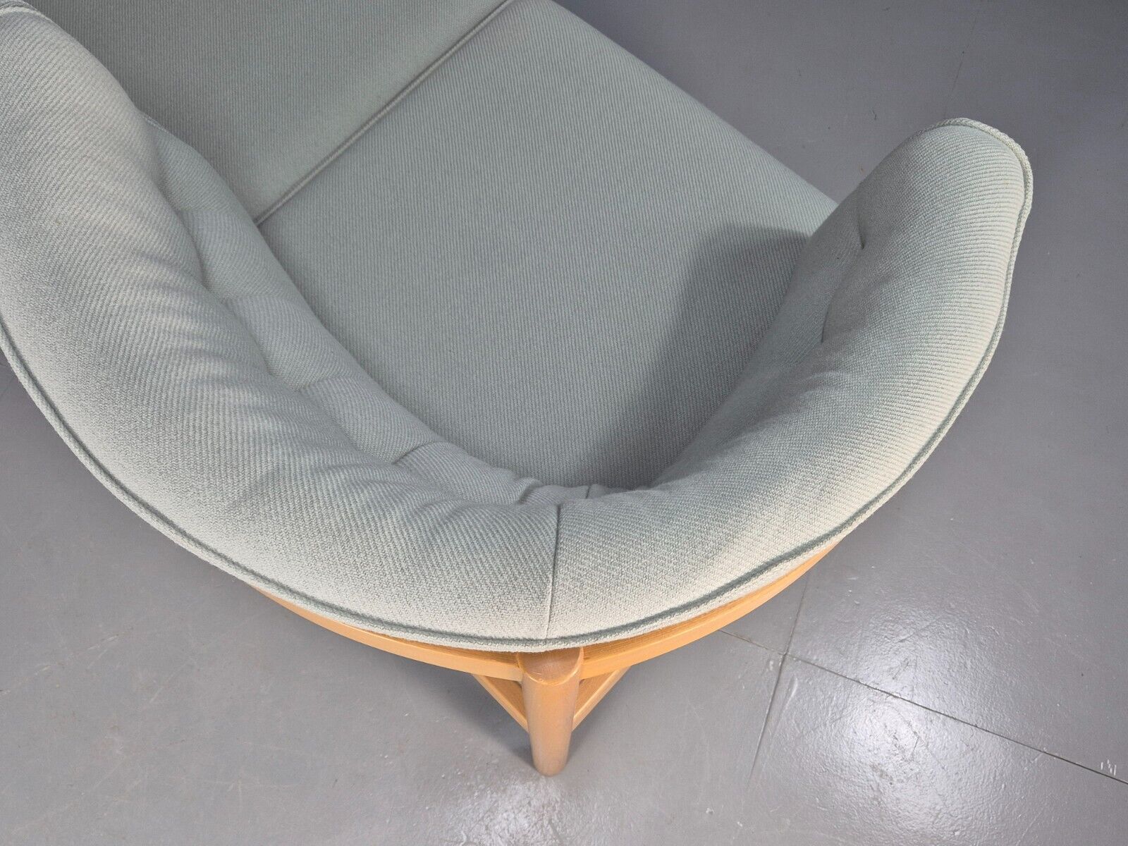 Vintage Danish 2 Seat Sofa Blue Wool Beech Curved Frame Nielaus MCM EB8549 M2SS - UKDK FURNITURE
