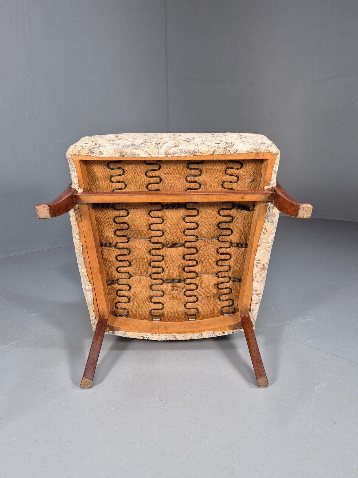 Vintage Danish Lounge Chair Floral Upholstery Beech Frame Retro MCM EB8935 MNOR - UKDK FURNITURE