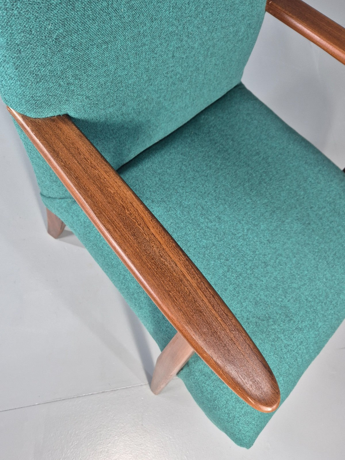 Vintage Mid Century Teak Lounge Chair New Upholstery Retro 1960s EB11814 MNOR5