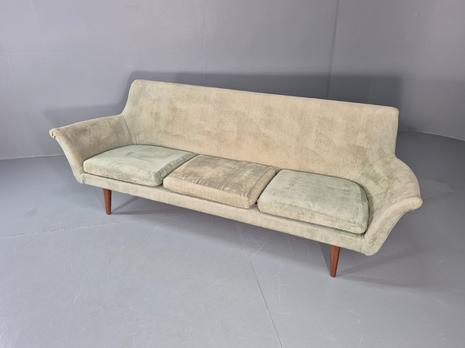 Three Seat Midcentury Sofa 1960s Sweden Teak Legs Retro EB11081 M3SS7