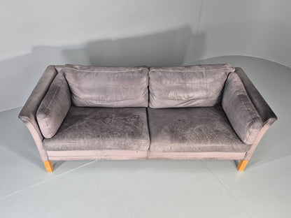 Vintage Mogens Hansen 2.5 Seat Settee Grey Leather 1980s Retro EB11645 M3SS4