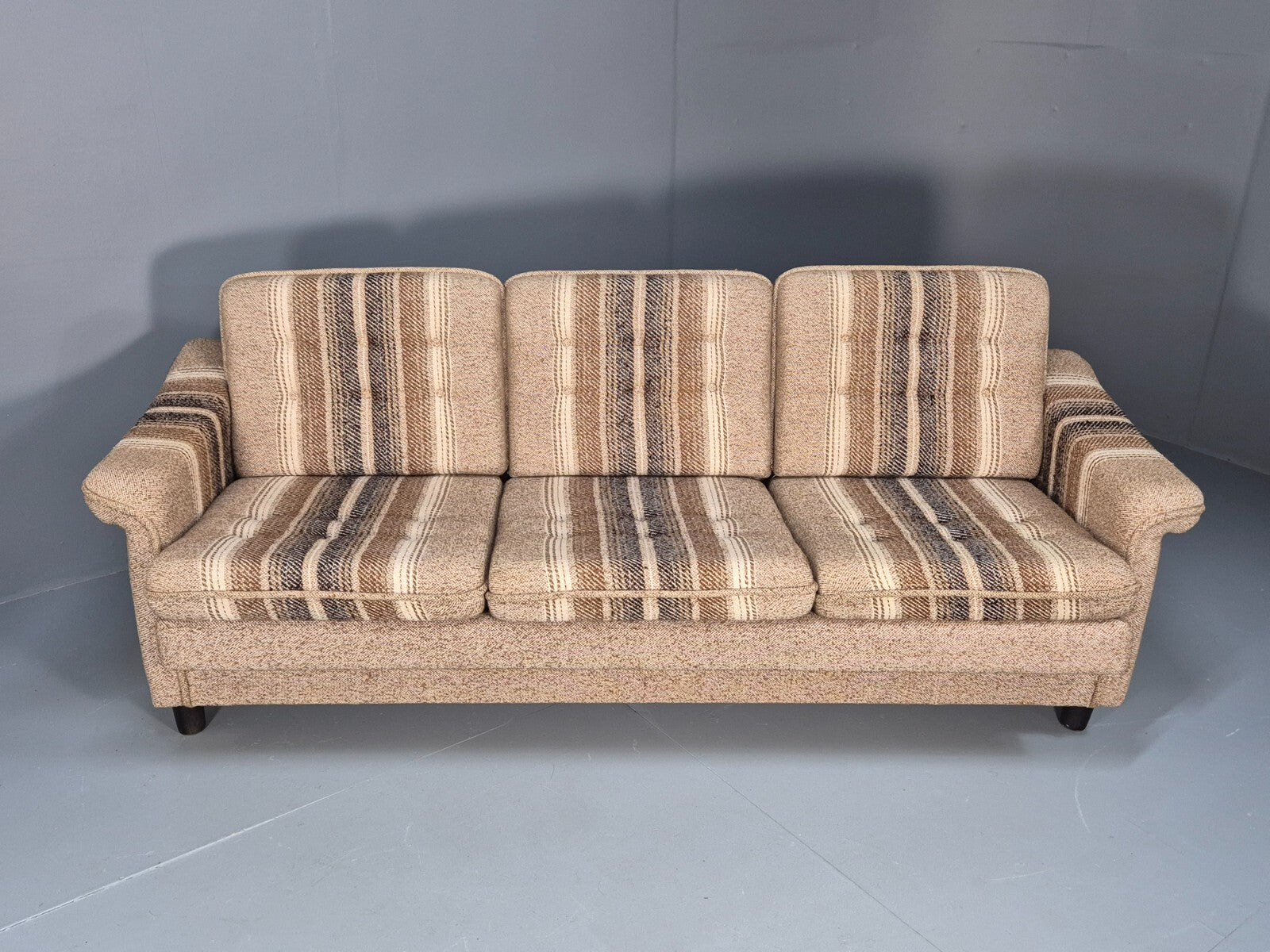 Vintage Danish 1970s Sofa Bed Wool Stripe Retro MCM EB9590 M4SS - UKDK FURNITURE