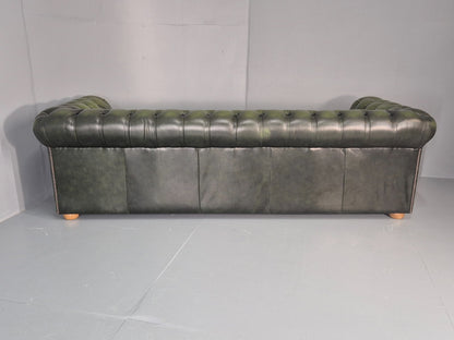 3 Seater Chesterfield Sofa Green Leather Studded Vintage EB11030 VCHE18