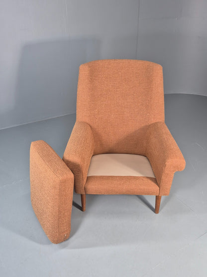 Mid Century Lounge Chair Danish 1960s New Upholstery Retro Teak Leg EB11020 MNOR5