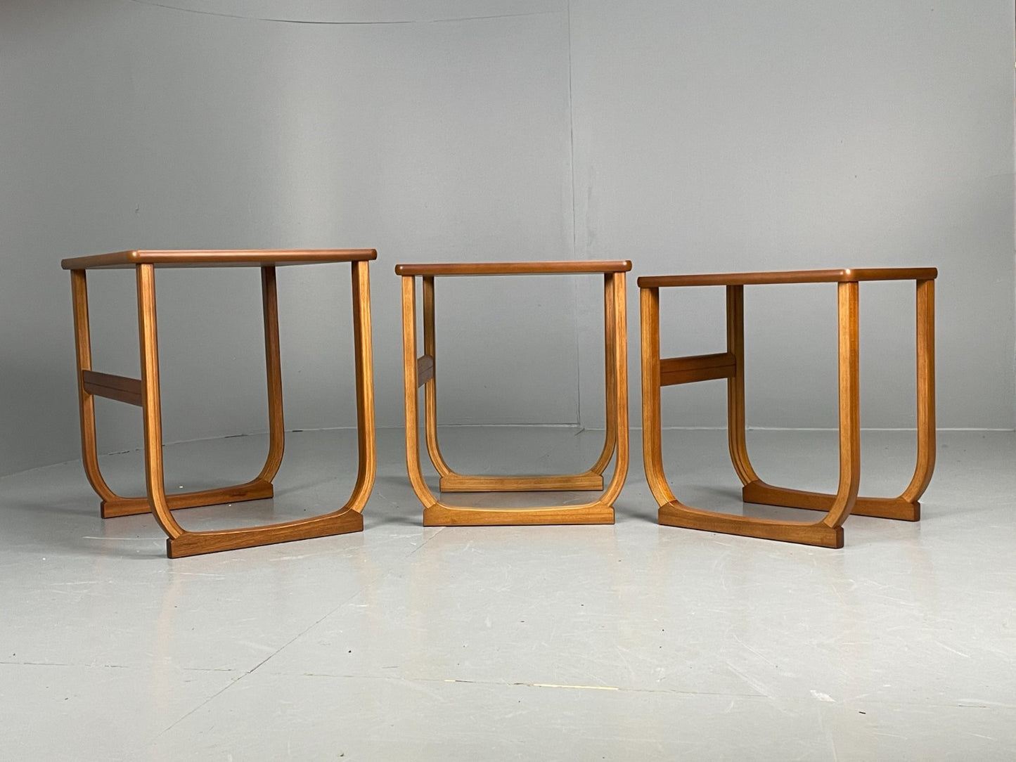 Vintage Nathan Side Tables 1980s Teak Nesting Set 3 Ply Frame EB11549 MWOO8