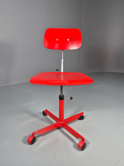 1960s Kevi Task Desk Chair Jorgen Rasmussen MCM Danish Retro Red EB10808 MSWI1
