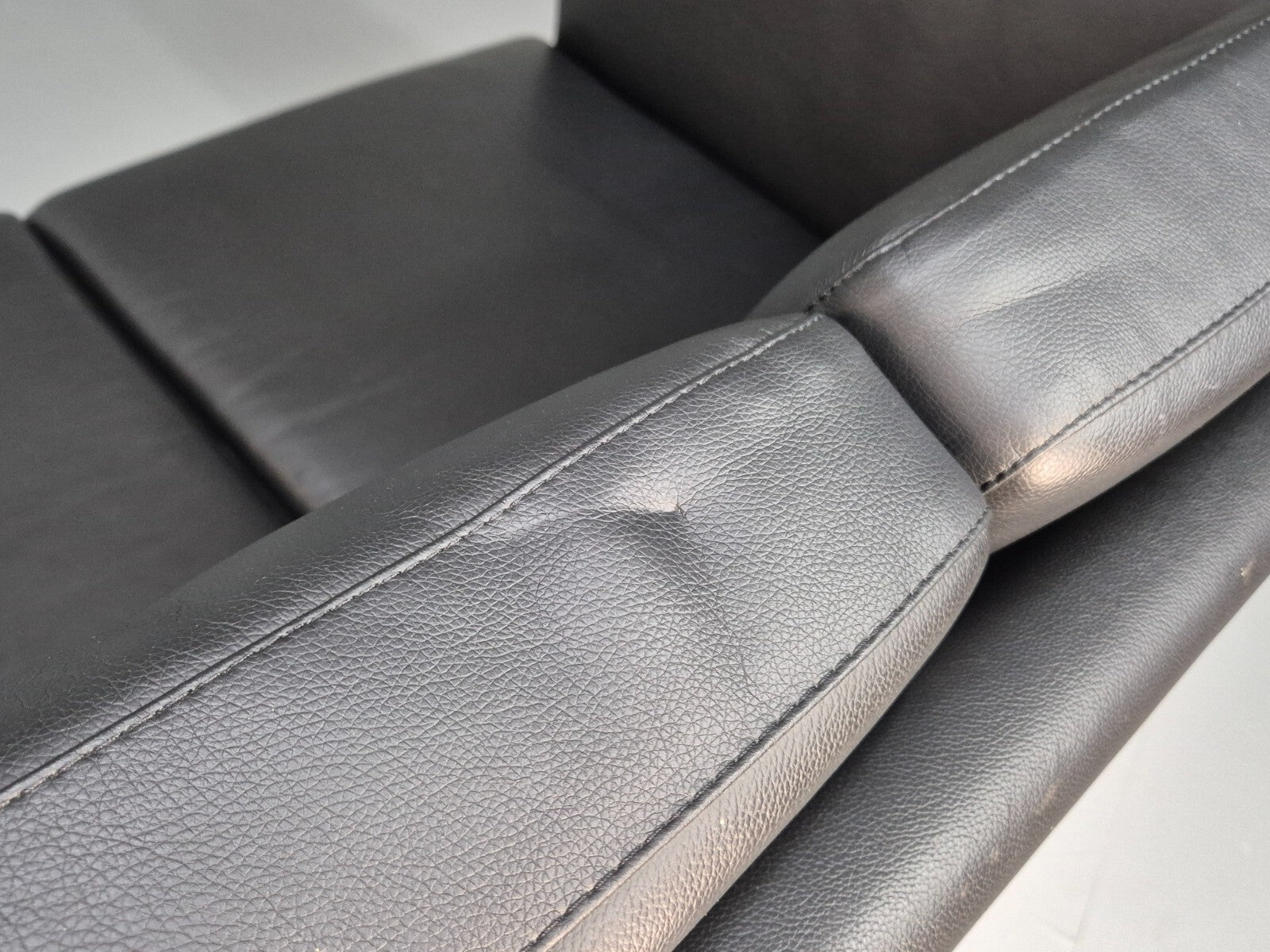 Vintage Danish Black Leather 3 Seat Sofa Retro MCM Style EB9062 M3SS - UKDK FURNITURE