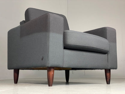 Vintage Danish Lounge Chair by Hurup Slate Grey Fabric Retro MCM EB6116 MNOR8