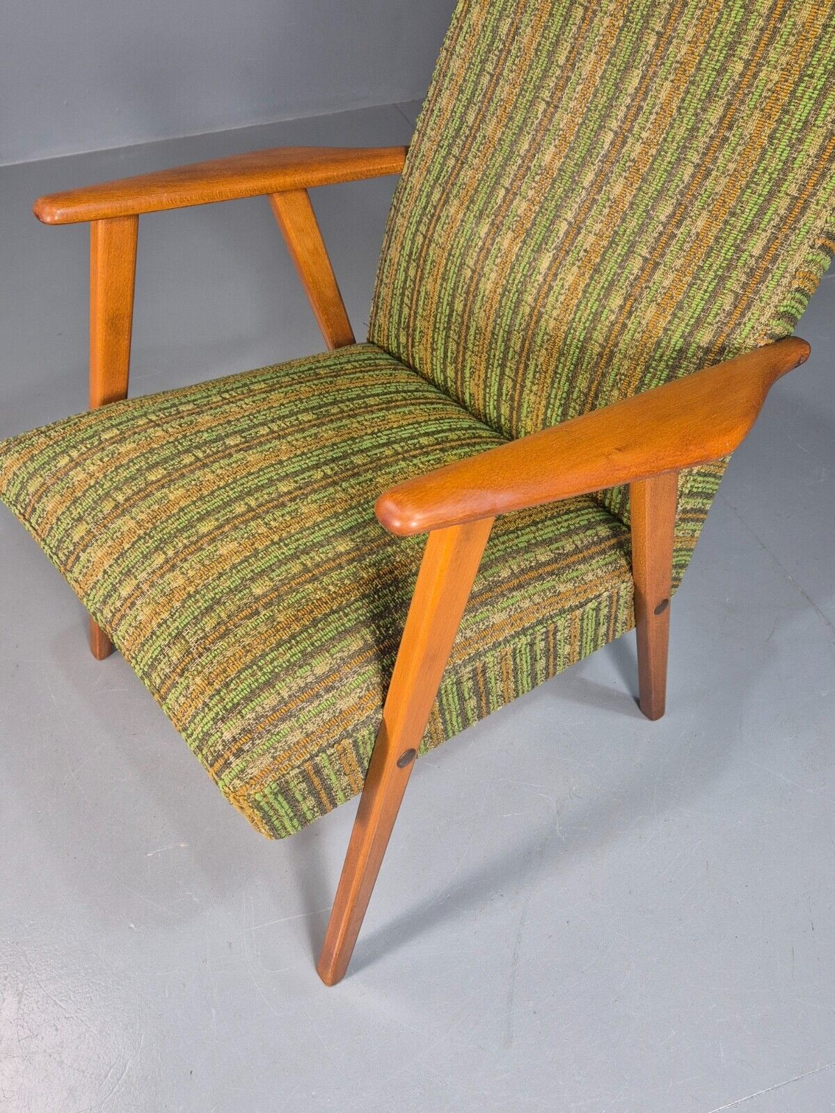 Vintage Swedish Lounge Chair Green Wool Teak Frame 1960s Retro MCM EB7895 MNOR - UKDK FURNITURE