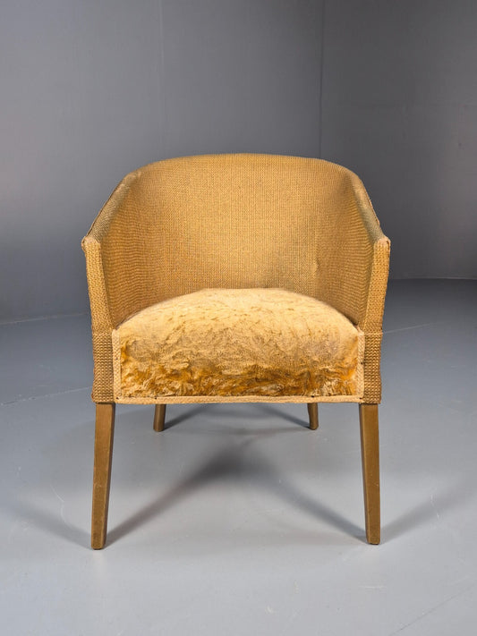 Vintage Gold Lloyd loom Tub Chair 1960s Retro EB9701 VBER - UKDK FURNITURE