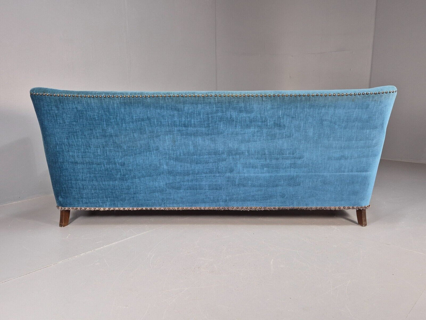 Vintage Danish Mid Century Sofa Bright Blue Velour 1950s Retro MCM EB8934 V3SS - UKDK FURNITURE