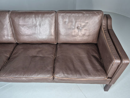 Vintage 2 Seater Settee 1970s Danish Brown Leather Mogensen Style EB11641 M3SS6