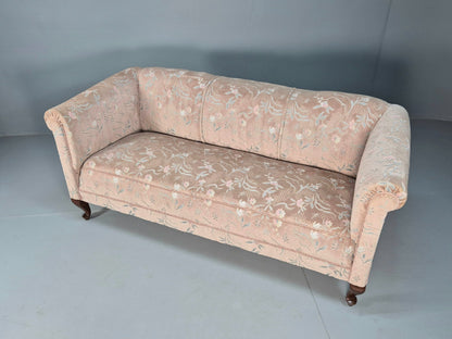 Vintage Danish Pink Cut Floral Velour Cottage Settee 1930s Antique  EB9563 V3SS5
