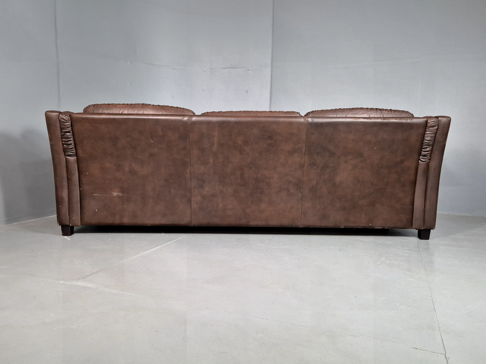 Vintage Danish 3 Seat Sofa Brown Leather 1970s Retro MCM EB6986 M3SS - UKDK FURNITURE
