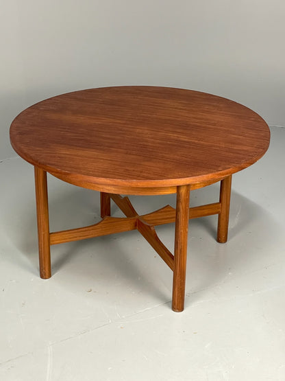 Vintage Teak Coffee Table 1960s Round Shape Mid Century EB11509 MWOO14
