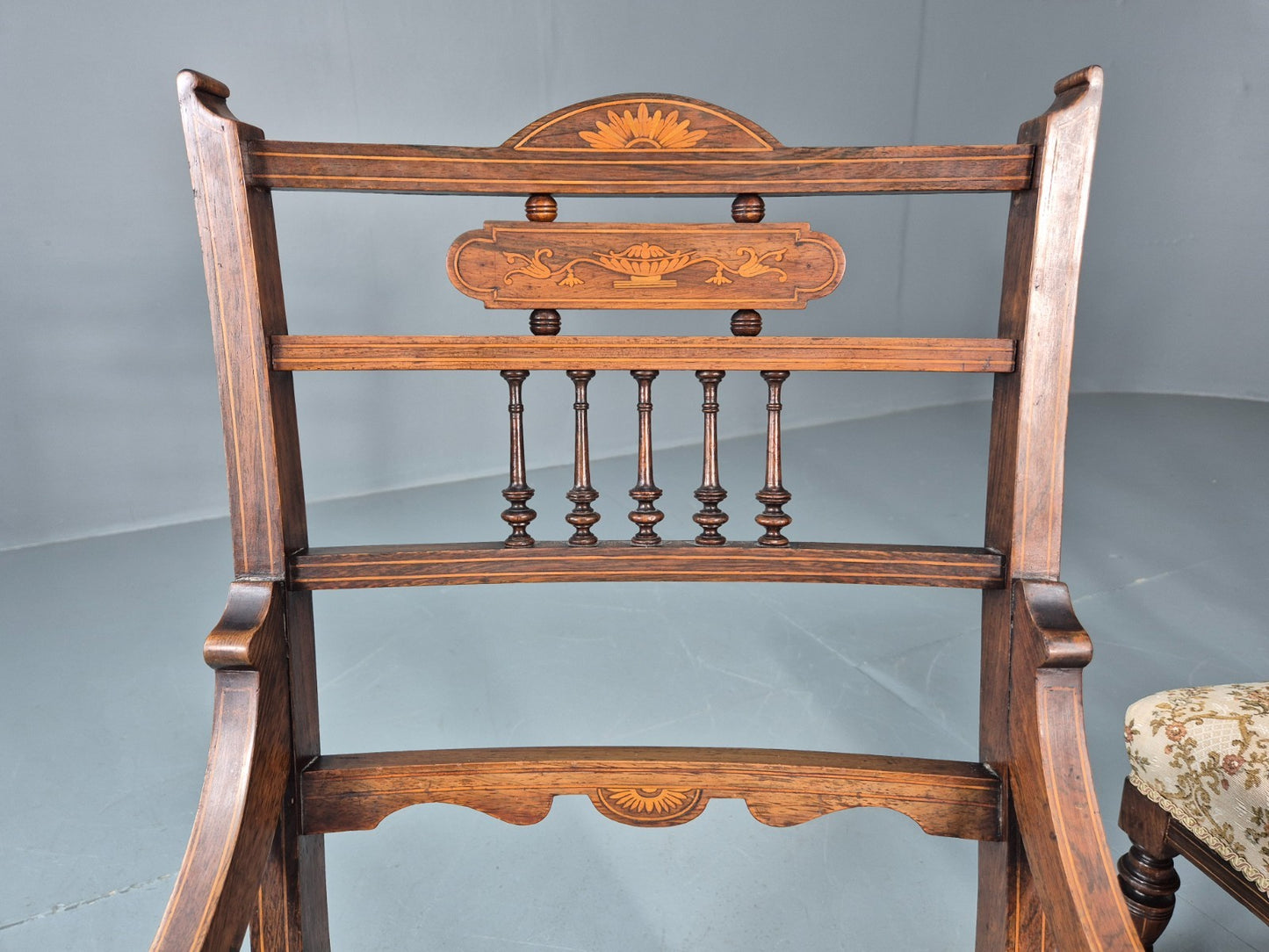 2 Antique Lounge Chairs Regency Revival Style Victorian Rosewood  EB10988 VCLO12