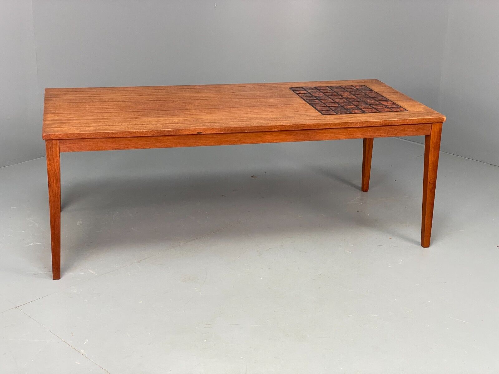 Vintage Danish Teak and Tile Top Coffee Table 1970s Retro Orange EB6890 MWOO - UKDK FURNITURE