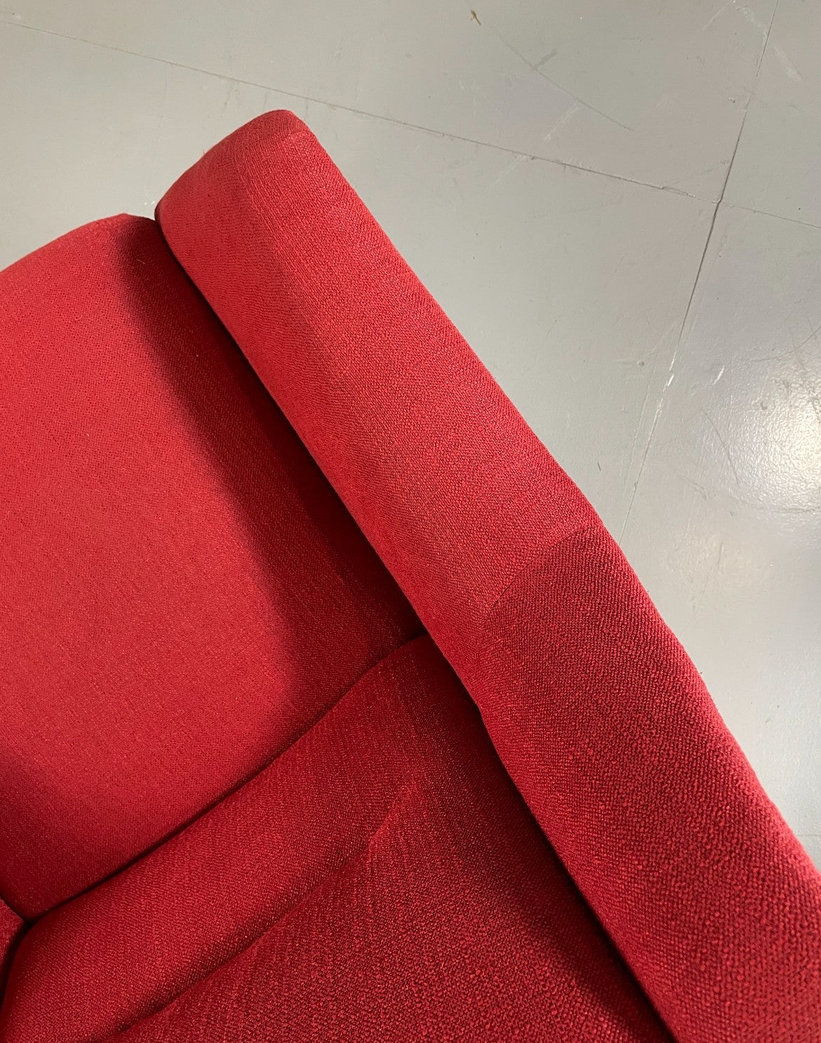 Mid Century Lounge Chair Scandinavian Red Wool Upholstery Vintage EB6423 MNOR8