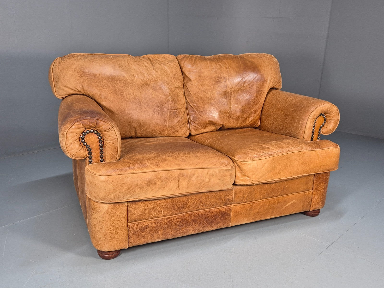 Leather Two Seat Cottage Settee Vintage Danish Quality 1990s  EB10637 M2SS0