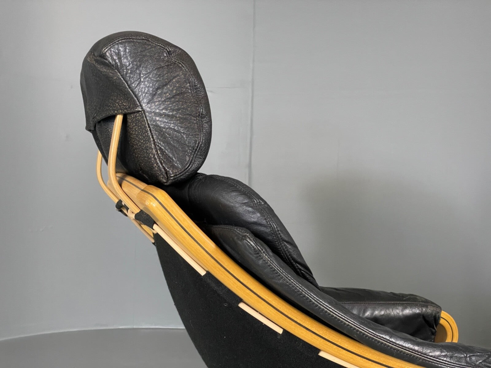 Vintage Danish Lounge Chair Black Leather Skippers Apollo Chair EB6121 MBEN11